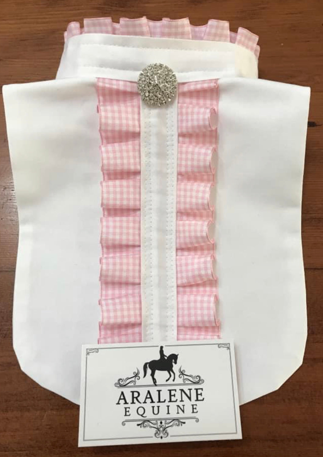 Tiny tot White bib with pink and white check